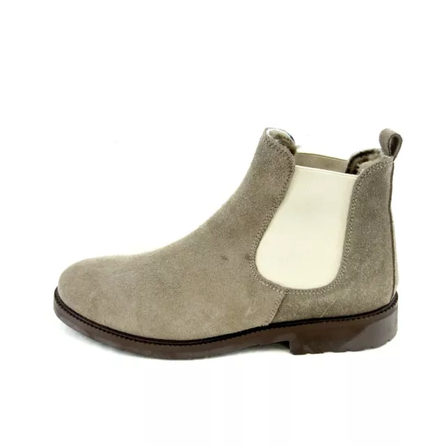 Gallucci Chaussures Femmes Chelsea Bottines Bottes Cuir Taupe Doublé Np 199 Neuf