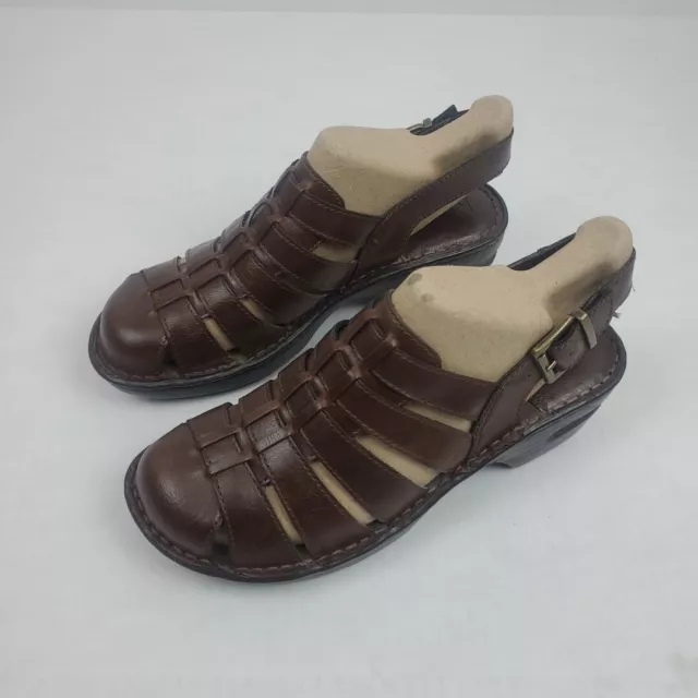 BOC Fisherman Sandals Womens Close Toe Size 9 M Brown Faux Leather Uppers Buckle