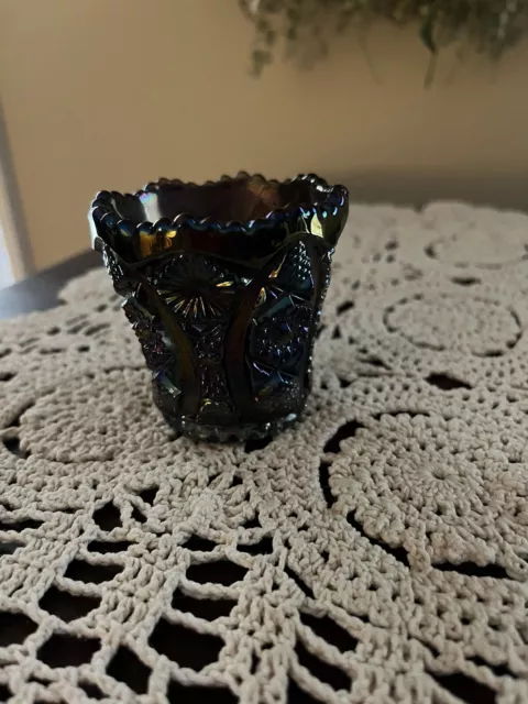 Imperial Glass Amethyst Hobstar Pattern Carnival Glass Toothpick Holder Vintage