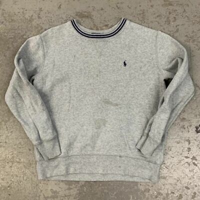 Vintage Polo Ralph Lauren Sweatshirt; Grey Pullover Crew Neck Jumper - Youth M