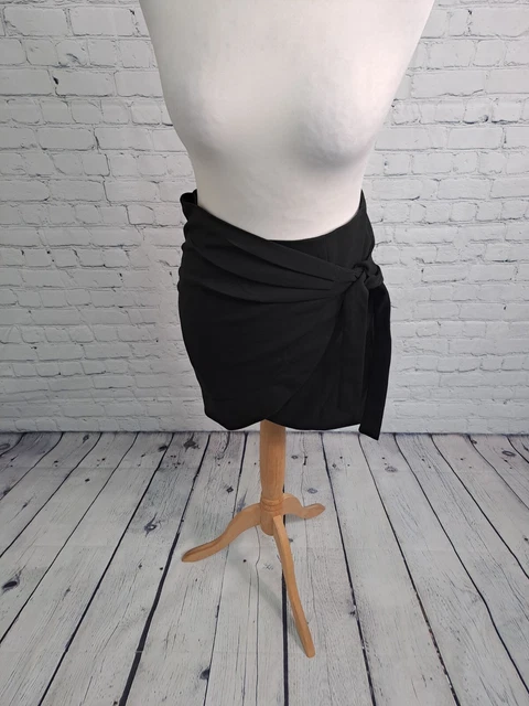 Vera & Lucy Black Wrap Mini Skirt Womens Size Large (F20)