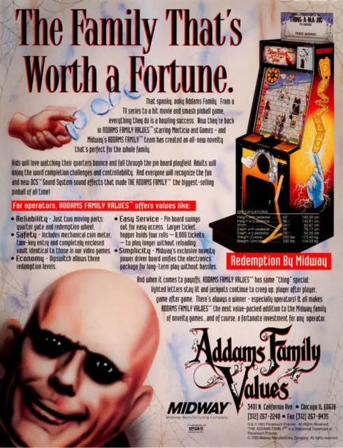 Addams Family Values Arcade Flyer