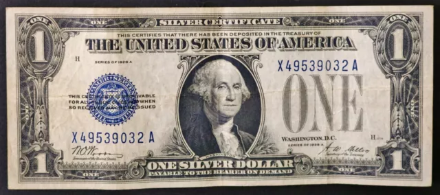 1928 $1 Silver Certificate USA One Dollar Funny Back Note XA Block X49539032A