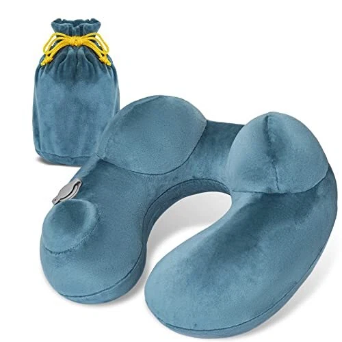 Self-Inflatable Travel Pillow for Sleeping Airplane Train Car Office U-Shaped