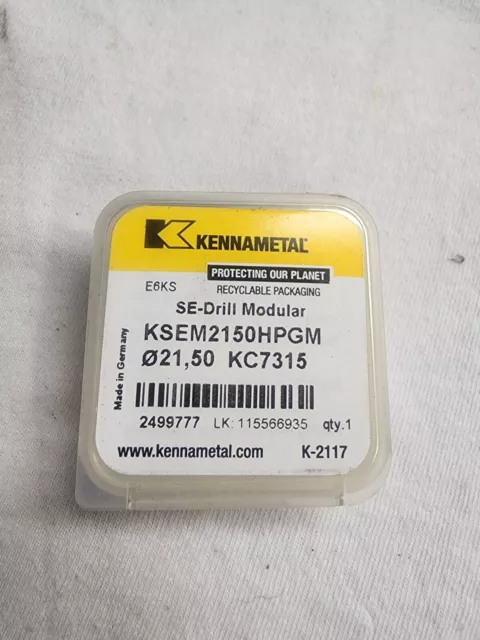 Genuine Kennametal SE-Drill Modular  KSEM2150HPGM KC7315 21.50mm Dia. FREE SHIP 3