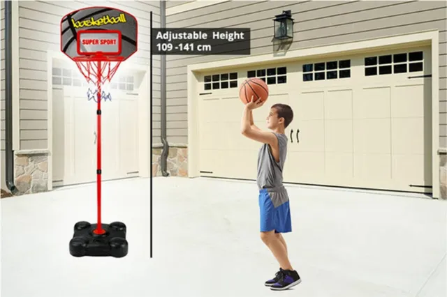 Childrens Free Standing Basketball Net Hoop Backboard Adjustable Stand Ball Set 3