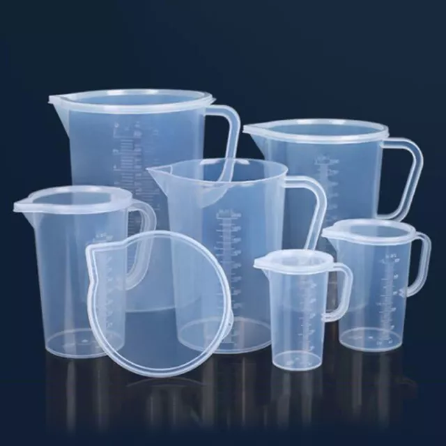 ⭐250/500/1000ml Plastic Measuring Cup Jug Clear Kitchen Liquid Beaker With Lid