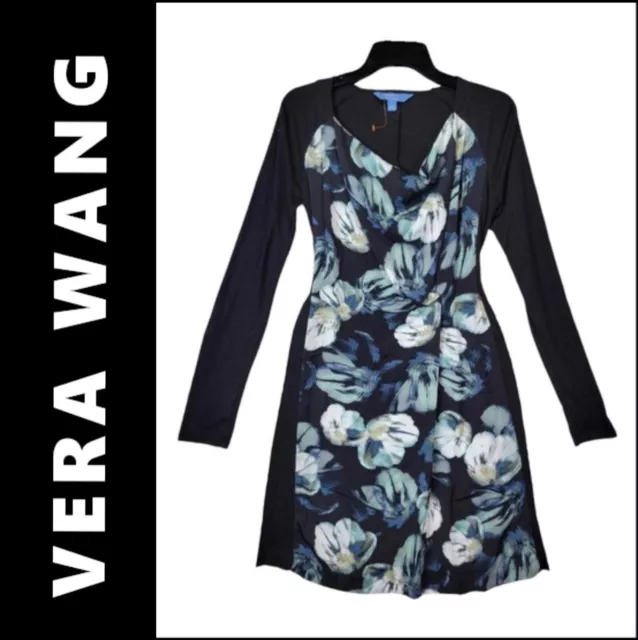 Simply Vera Wang Dress Size Small Women Sheath Long Sleeve Floral