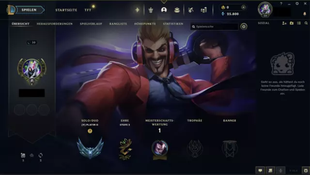 League of Legends Account Acc Smurf [EUW] Platin 2 Starter I Primetime Draven