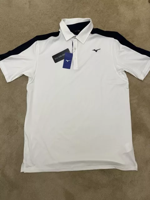 Mens - Mizuno Comp Trim Golf Polo Shirt - White - Size XL