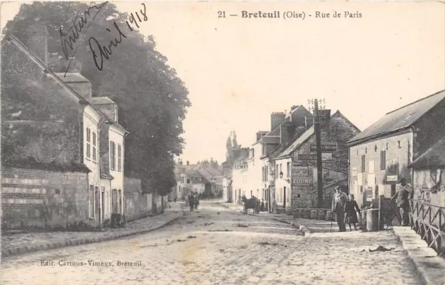 Cpa 60 Breteuil Rue De Paris
