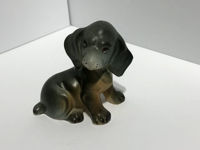 Dog Puppy Knick Knack Vintage TILSO Japan Hand Painted Daschund Figurine China