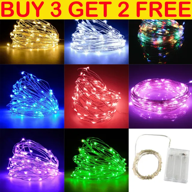 Battery LED Fairy Lights 2M-10M Xmas String Light Party Micro Rice Wire Copper