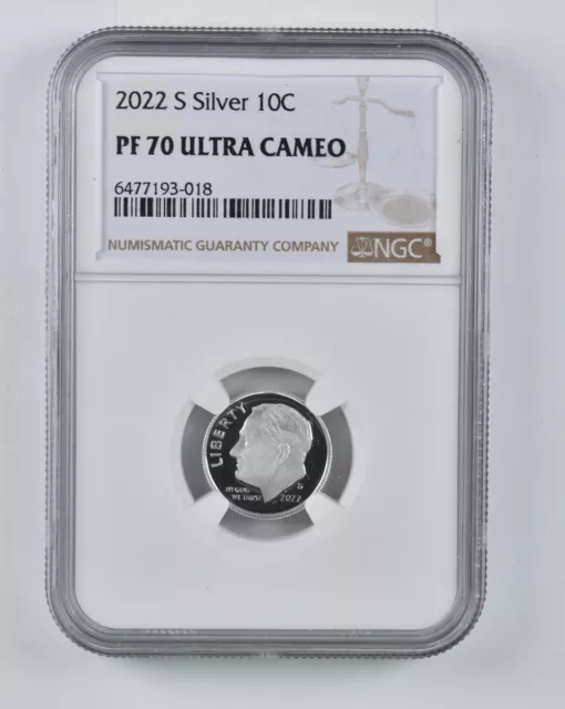 PF70 2022-S Roosevelt Silver Dime - Graded NGC *163