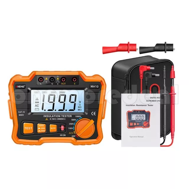 1000V 2000MΩ Insulation Tester Digital Insulation Resistance Tester Megohmmeter
