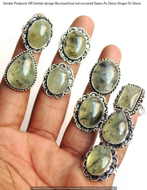 Prehnite 20 Piece Wholesale Ring Lots 925 Sterling Silver Ring NRL-1746