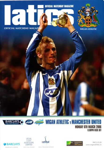 Wigan Athletic v Manchester United 2005-2006 Premier League Programme 6/3/2006