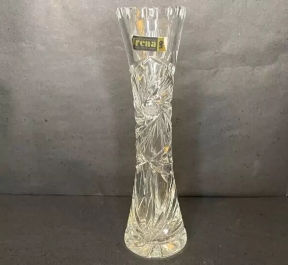 Vintage Irena Hand Cut 24% Lead Crystal Bud Vase Made In Poland