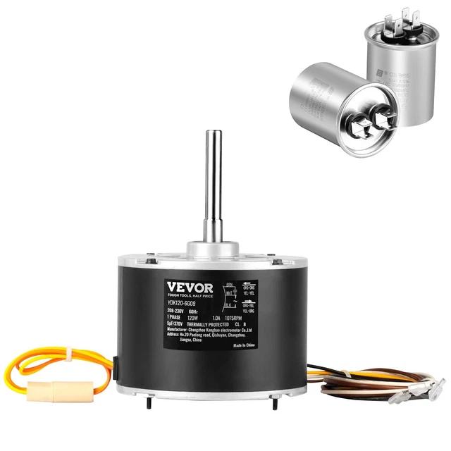VEVOR Condenser Fan Motor OGD1016, 1/6 HP 208-230V Condenser Fan Motor 1075RP...