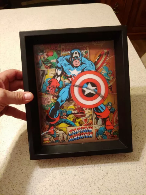 Cadres 3D lenticulaires Marvel Comics Flicker | Image Captain America 9 pouces x 11 pouces