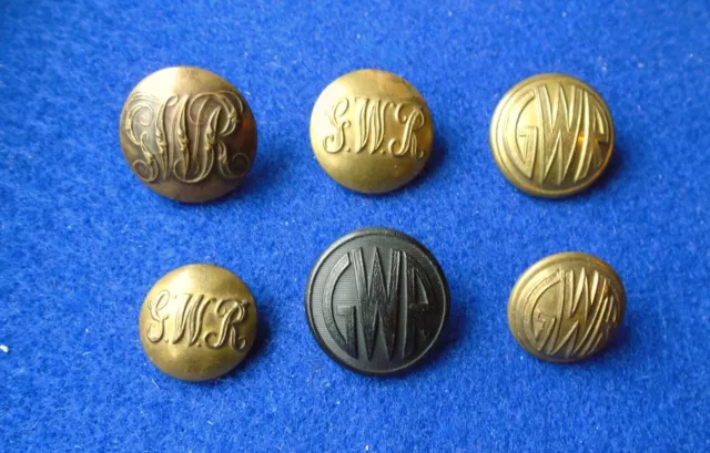 GREAT WESTERN RAILWAY GWR: 6 different uniform buttons from various ...