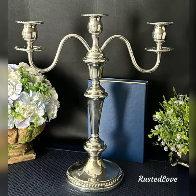 Silver Plated Candelabra Cheshire 14" Tall Convertible Silver Candle Stick  *