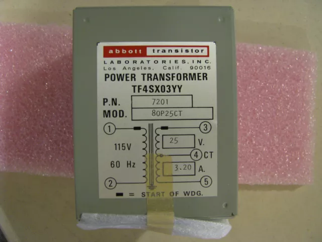 Abbott Power Transformer Model 80P25Ct Nsn: 5950-01-140-7430 # 7201