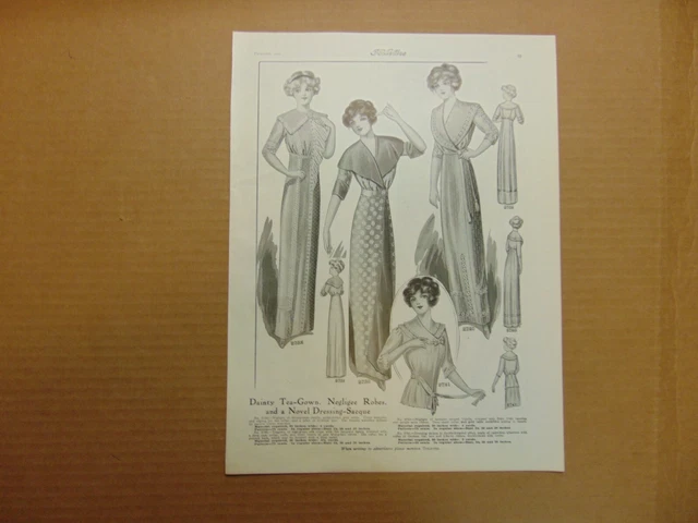 1911 TEA-GOWN NEGLIGEE ROBES Toilettes Magazine art print ad