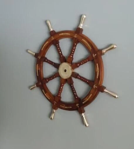 Large Boat Steering Helm 36" Wood Ship Wheel Wooden Nautical Captains Decor Gift
