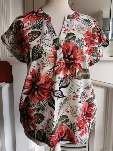 LADIES ESMARA LINEN Blend Floral Linen Top Size 18 8.00 - PicClick UK