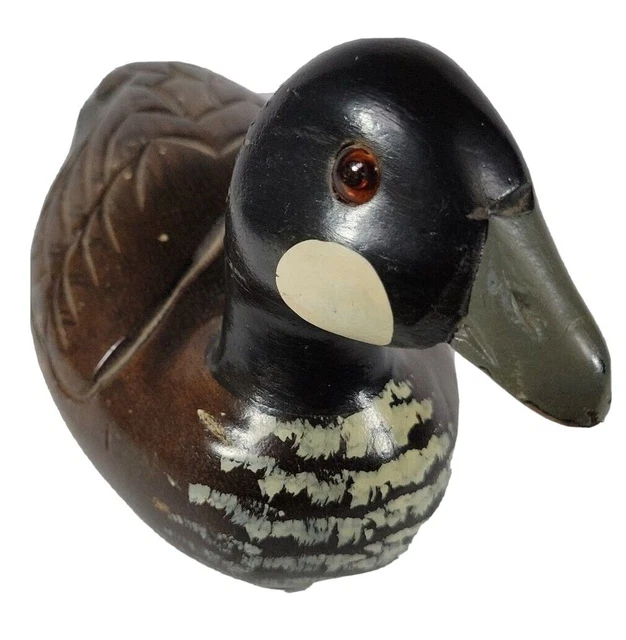 DUCK DECOY CARVED Wooden Canadian Goose Hand Painted 8.5” Length £16.28