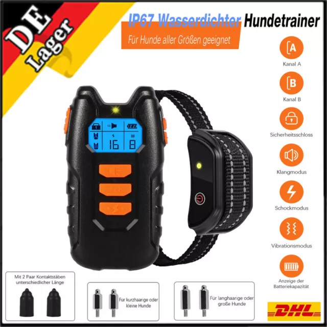 Hund Ausbildung Stromschlag Erziehungshalsband Hunde Vibration Ton Funktion IPX7