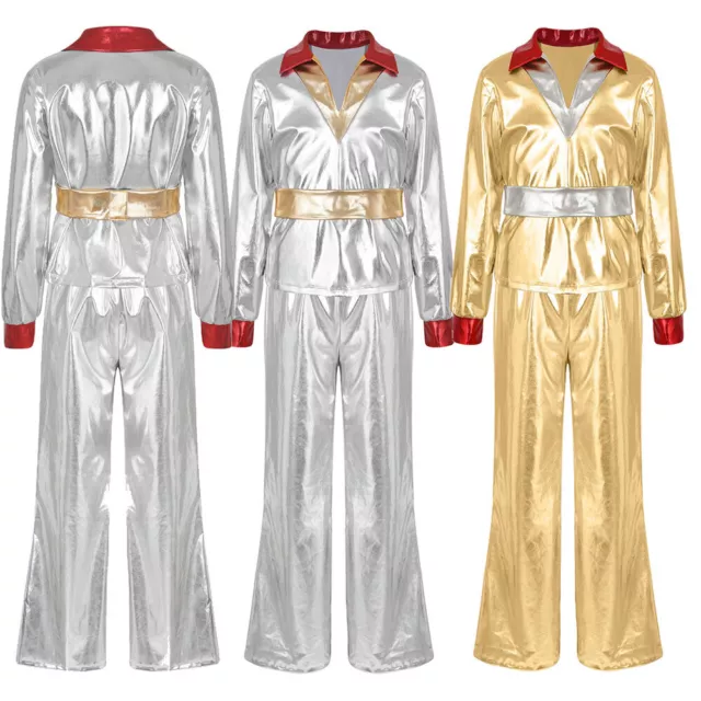 Kids Unisex Cosplay Costume With Waistband Disco Outfit 3Pcs Hippie Clothing