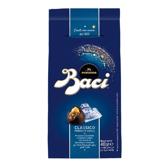 Praline Baci Perugina cioccolato fondente ripieno nocciole 400g NUOVO MHD 9/23