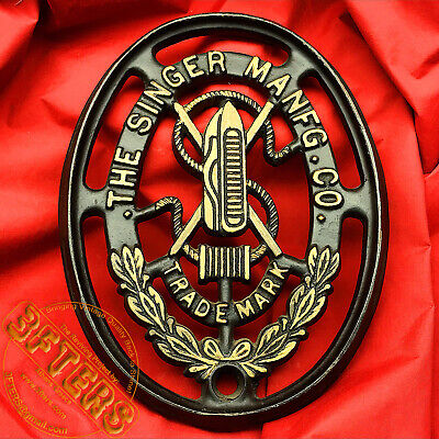 SINGER Ornamental Logo Badge Emblem Sewing Machine Treadle Table Cast Iron Legs