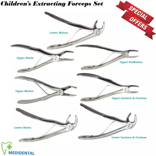 Enfants Extraction Forceps Pour Supérieur & Inférieur Racines Molaire, Dentale