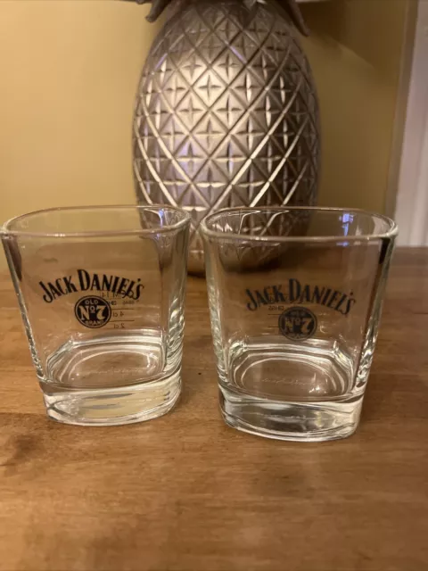 Pair Of Jack Daniels Old No. 7 Square Bottom Whiskey Tumbler Glasses