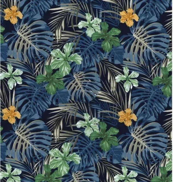 Palm Leaves Tropical 100% Cotton Poplin Fabric Rose & Hubble Dressmaking Craft