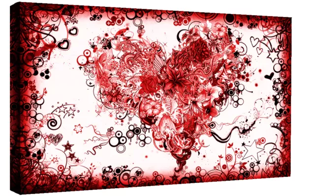 Stunning Red Abstract Heart Canvas Wall Art Picture Print - A0, A1, A2