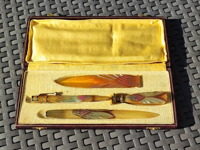 Nécessaire D'Écriture Vintage - Sceau, Plumier, Coupe-Papier Jeanne D'Arc Muguet