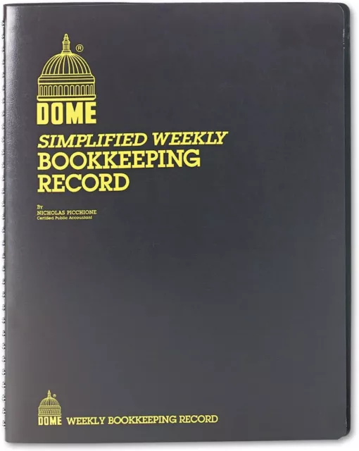 Dome DOM600 Bookkeeping Record Book Weekly 128 Pages 9 x11 Inches, Brown