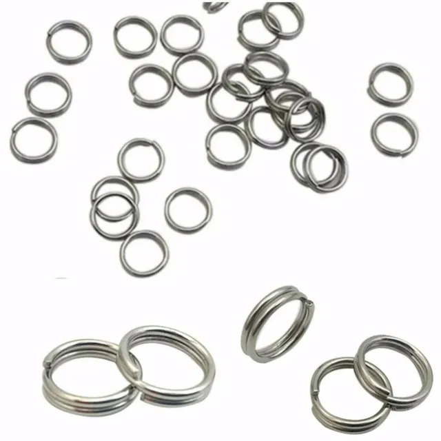 Thick Strong STAINLESS STEEL 10mm Keyring 'Split Rings' Key Chain Links Rhodium