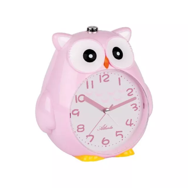 Atlanta Analogique Réveil pour Enfants Quartz Rose Plastique Chouette Alarme