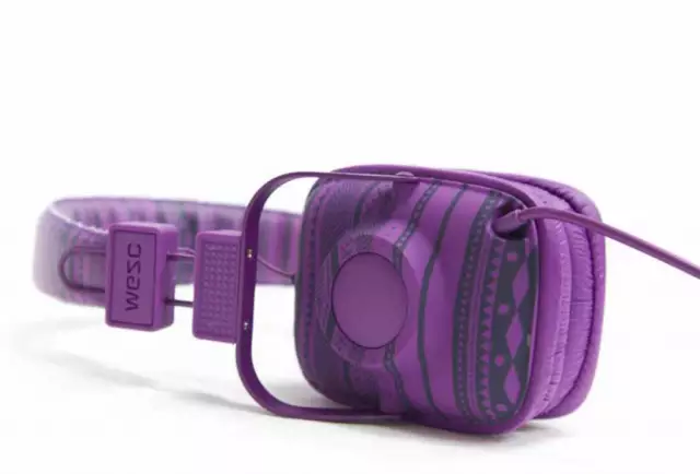 WeSc Maraca Larper Stripe/Dark Purple Compact Folding Headphones O/S NIB
