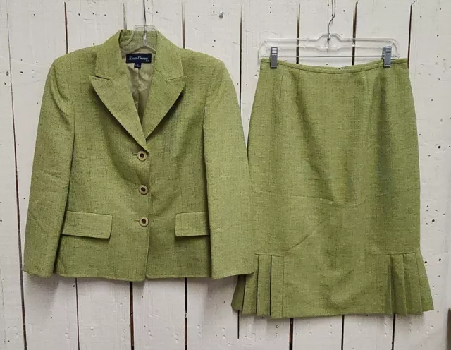 Evan Picone Vintage Skirt Suit Set Womens Size 6 Green Career Casual C2