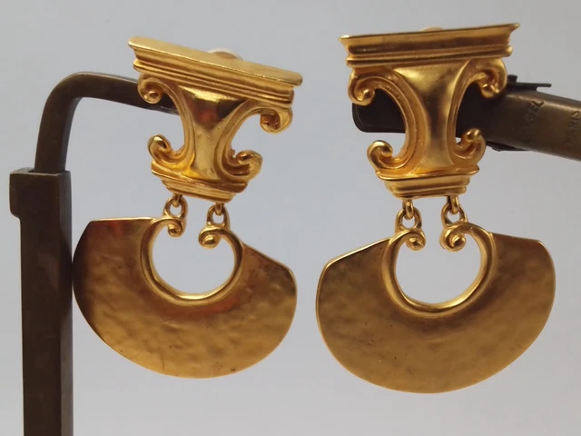 Boucles D'oreilles Clips Vintage Signées Hanae Mori Paris - État Bon Vintage