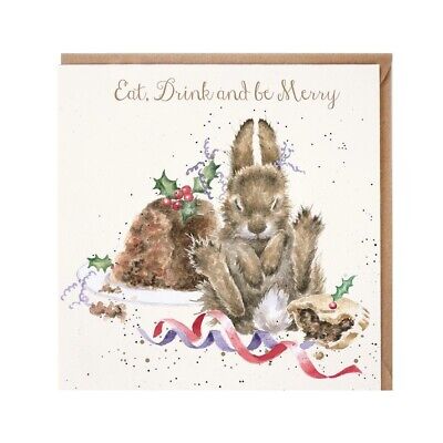 Eat Drink and be Merry Christmas Greeting Card – Bunny Wrendale Designs
