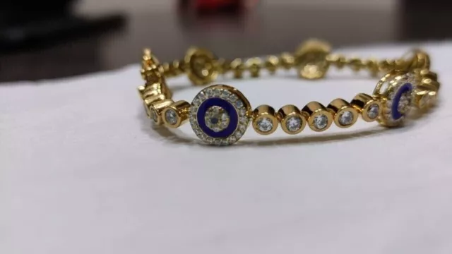 6 Ct Round Cut Simulated Diamond Evil Eye Tennis Bracelet 14K Yellow Gold Plated