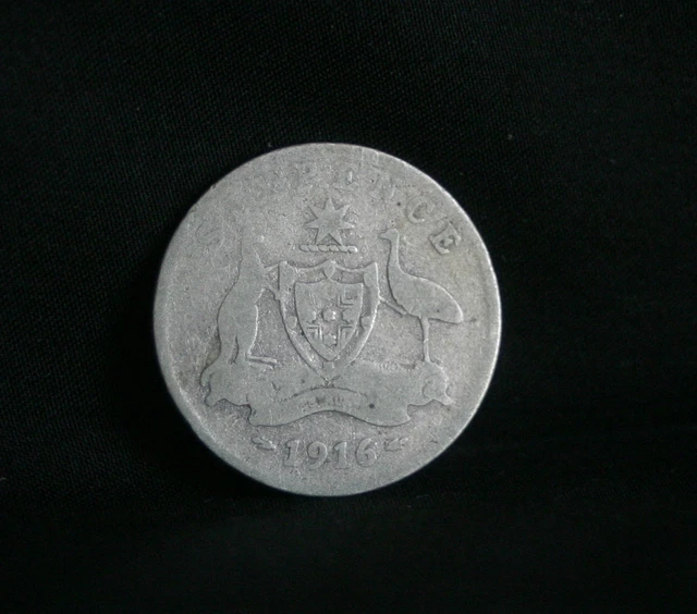 1916 Sixpence Australia Rare Silver World Coin KM25  6 Pence
