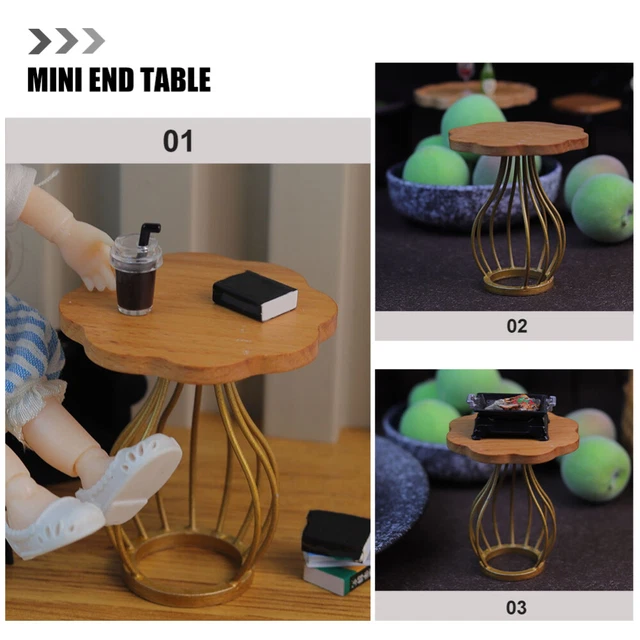 Miniature Coffee Table Dollhouse Wooden Furniture Decor Dining Dressing Toys 3